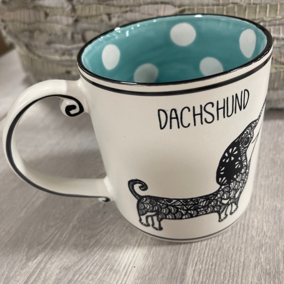 Dachshund Weenie Dog Polka Dot Ceramic Coffee Mug w/Scroll Handle NEW - Picture 3 of 3